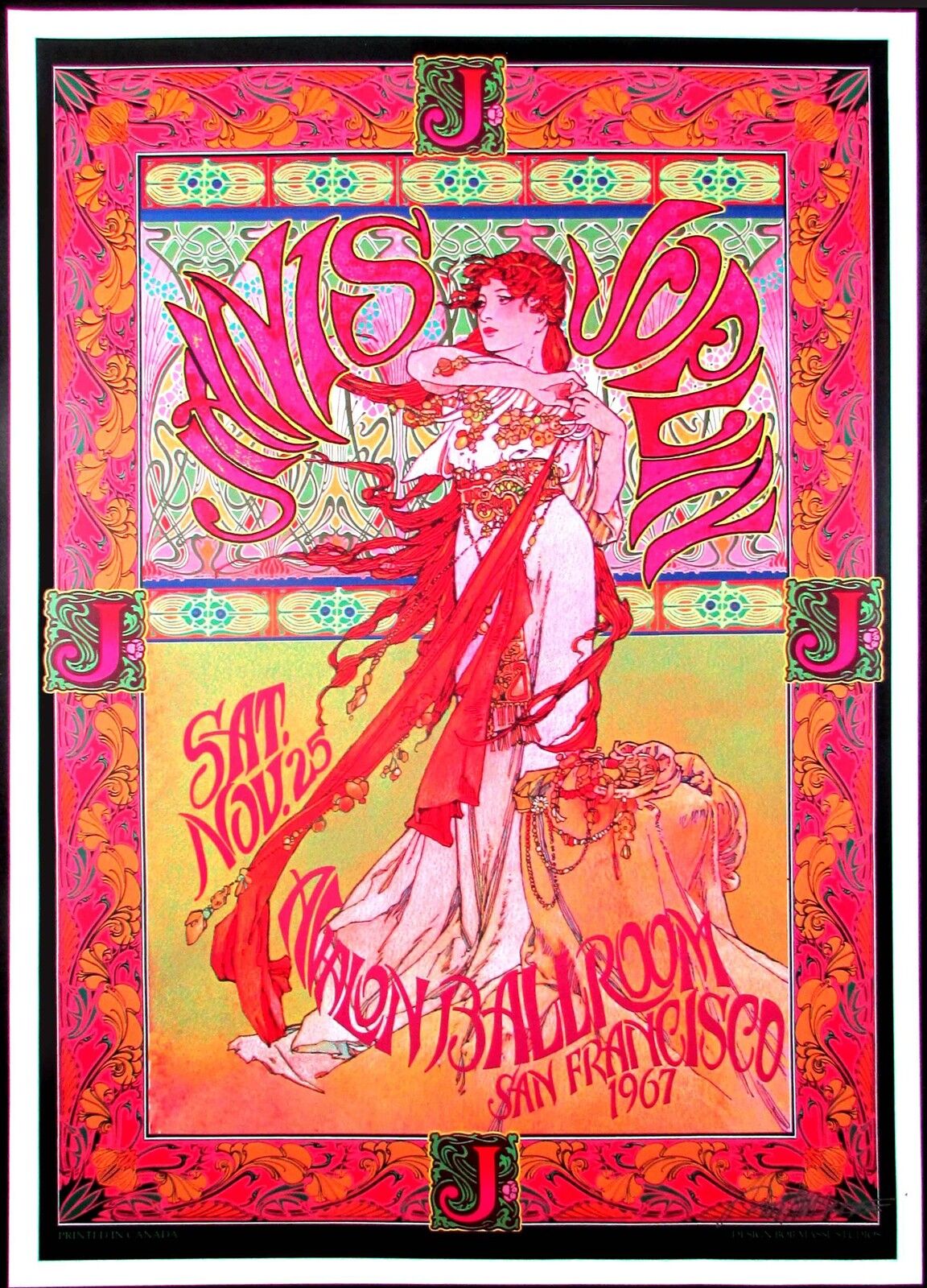 Janis Joplin Poster Avalon Ballroom Fan Poster Signed By Illustrator Bob Masse