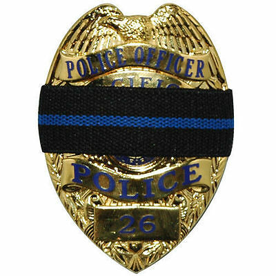 Thin Blue Line Mourning Band Memorial Badge Cover For Police Reversible