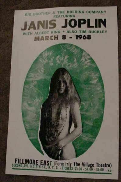 Vintage Janis Joplin Nyc 1968 Concert Poster Art Janus Albert King New York 60s
