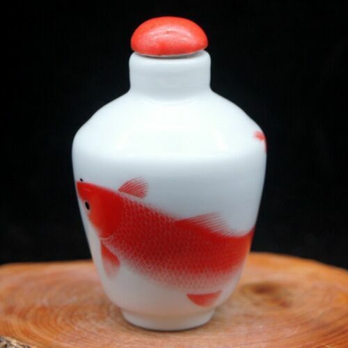 Myemporium- Chinese Collectible Handmade Ceramic Koi Art Porcelain Snuff Bottle