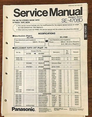 Panasonic Se-4708d Radio Cassette Service Manual *original*