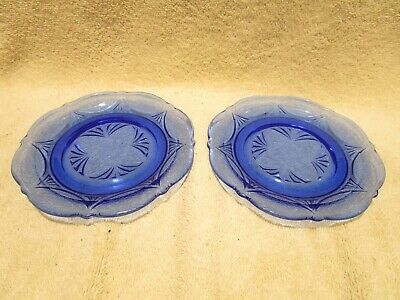 2 Vintage Hazel Atlas Royal Lace Blue Depression Glass Bone Dishes