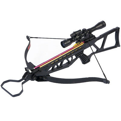 180 Lb Black Hunting Crossbow Bow + 4x20 Scope + 7 Arrows / Bolts 175 150 80 50